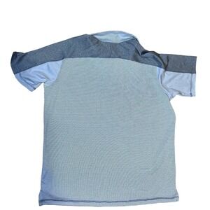 Columbia Large Short Sleeve Gray Pinstriped Polo